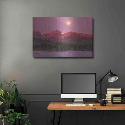 Luxe Metal Art 'Harvest Moon over Hallett Peak - Rocky Mountain National Park' by Darren White, Metal Wall Art,36x24