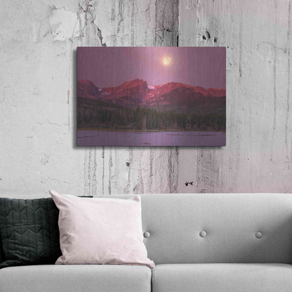 Luxe Metal Art 'Harvest Moon over Hallett Peak - Rocky Mountain National Park' by Darren White, Metal Wall Art,36x24