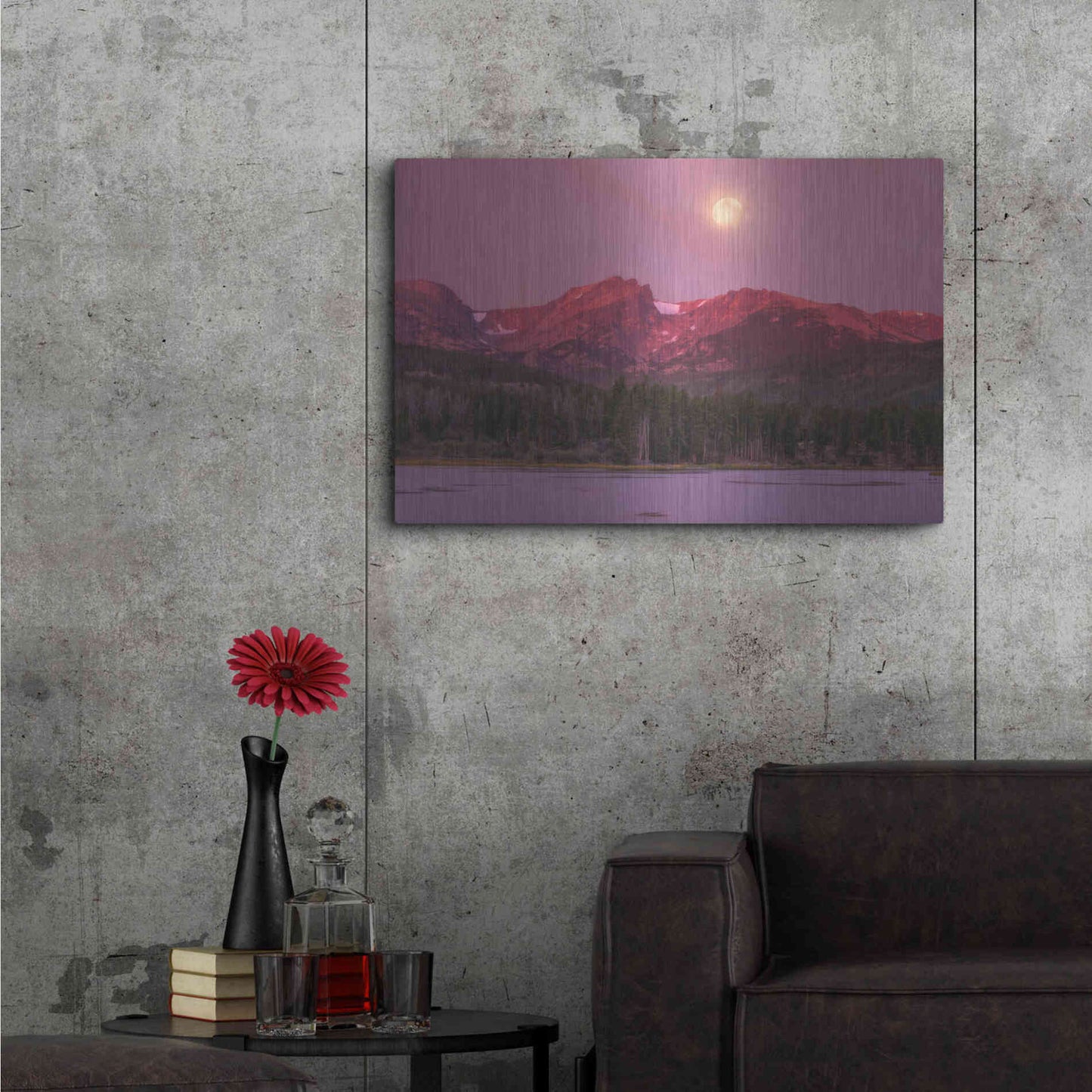 Luxe Metal Art 'Harvest Moon over Hallett Peak - Rocky Mountain National Park' by Darren White, Metal Wall Art,36x24