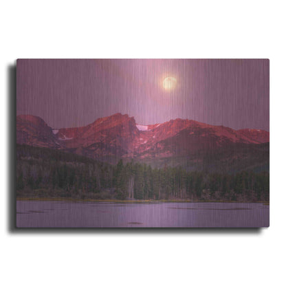 Luxe Metal Art 'Harvest Moon over Hallett Peak - Rocky Mountain National Park' by Darren White, Metal Wall Art