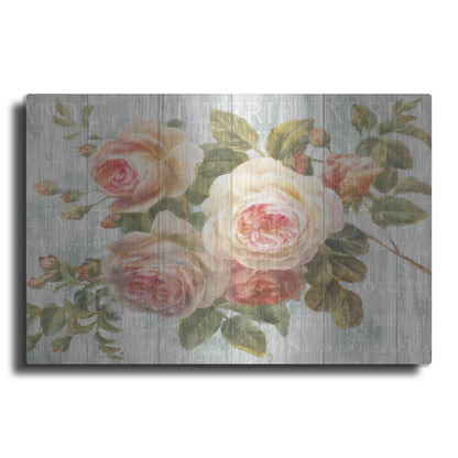 Luxe Metal Art 'Vintage Roses on Driftwood' by Danhui Nai Metal Wall Art,
