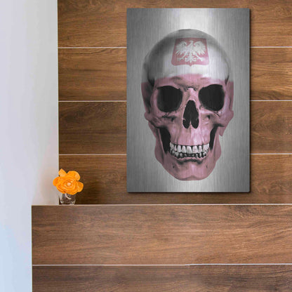 Luxe Metal Art 'Polish Skull Grey' by Nicklas Gustafsson, Metal Wall Art,12x16