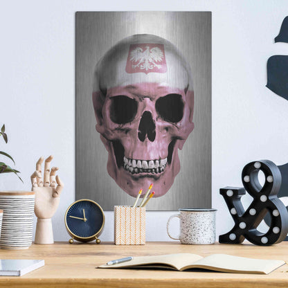 Luxe Metal Art 'Polish Skull Grey' by Nicklas Gustafsson, Metal Wall Art,12x16