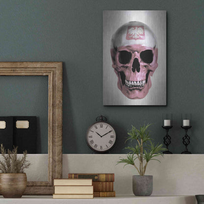 Luxe Metal Art 'Polish Skull Grey' by Nicklas Gustafsson, Metal Wall Art,12x16