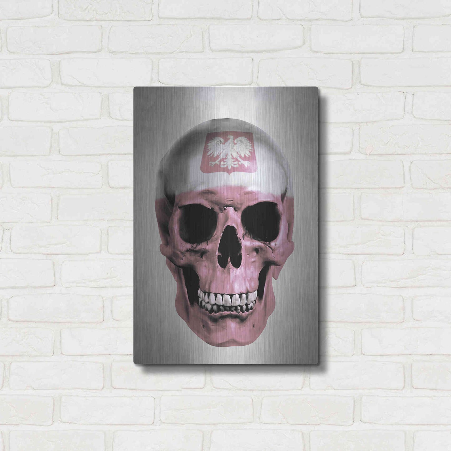 Luxe Metal Art 'Polish Skull Grey' by Nicklas Gustafsson, Metal Wall Art,16x24