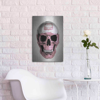 Luxe Metal Art 'Polish Skull Grey' by Nicklas Gustafsson, Metal Wall Art,16x24