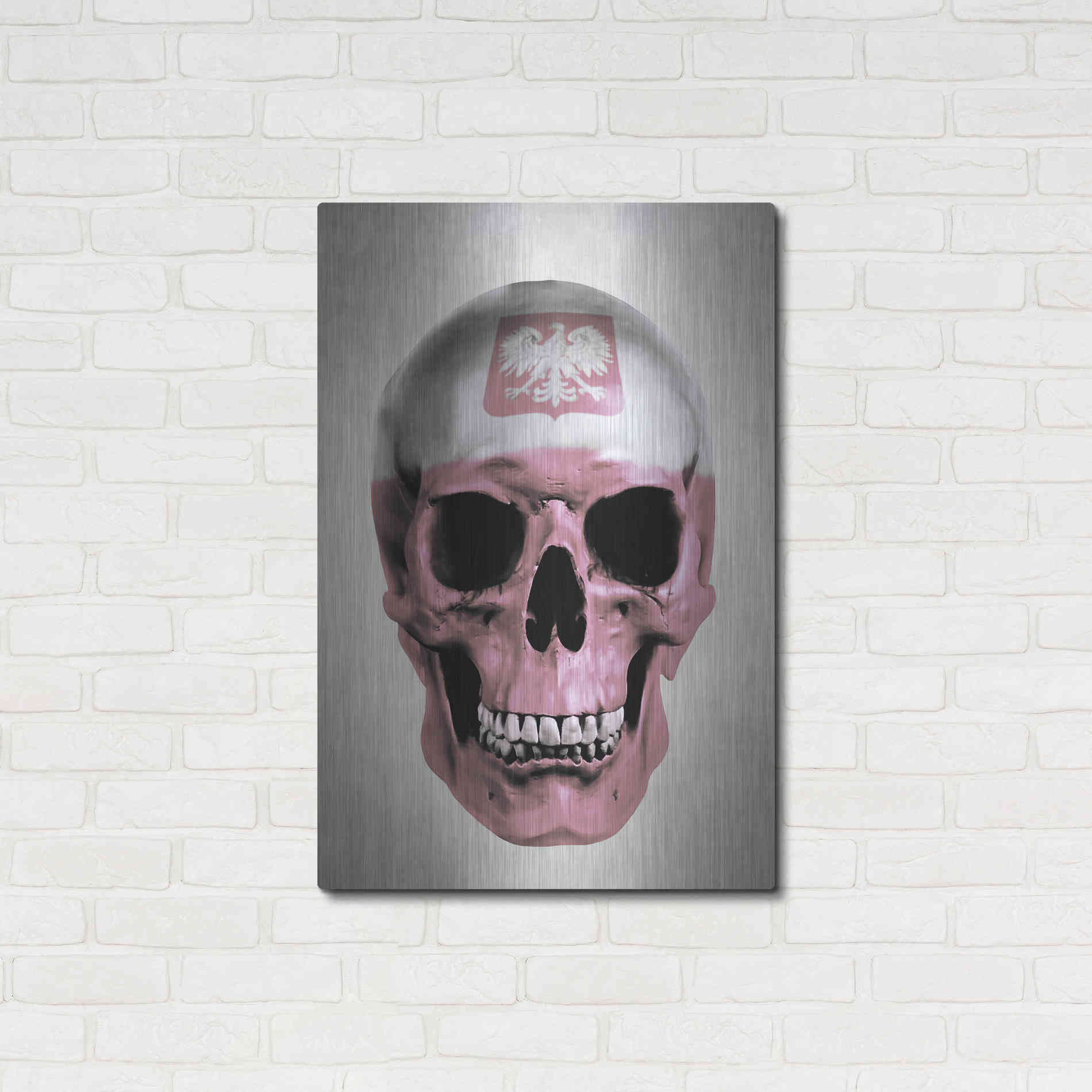 Luxe Metal Art 'Polish Skull Grey' by Nicklas Gustafsson, Metal Wall Art,24x36