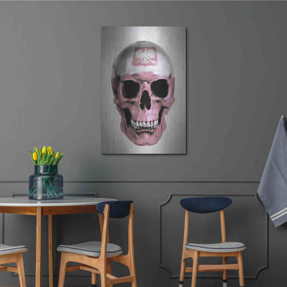 Luxe Metal Art 'Polish Skull Grey' by Nicklas Gustafsson, Metal Wall Art,24x36