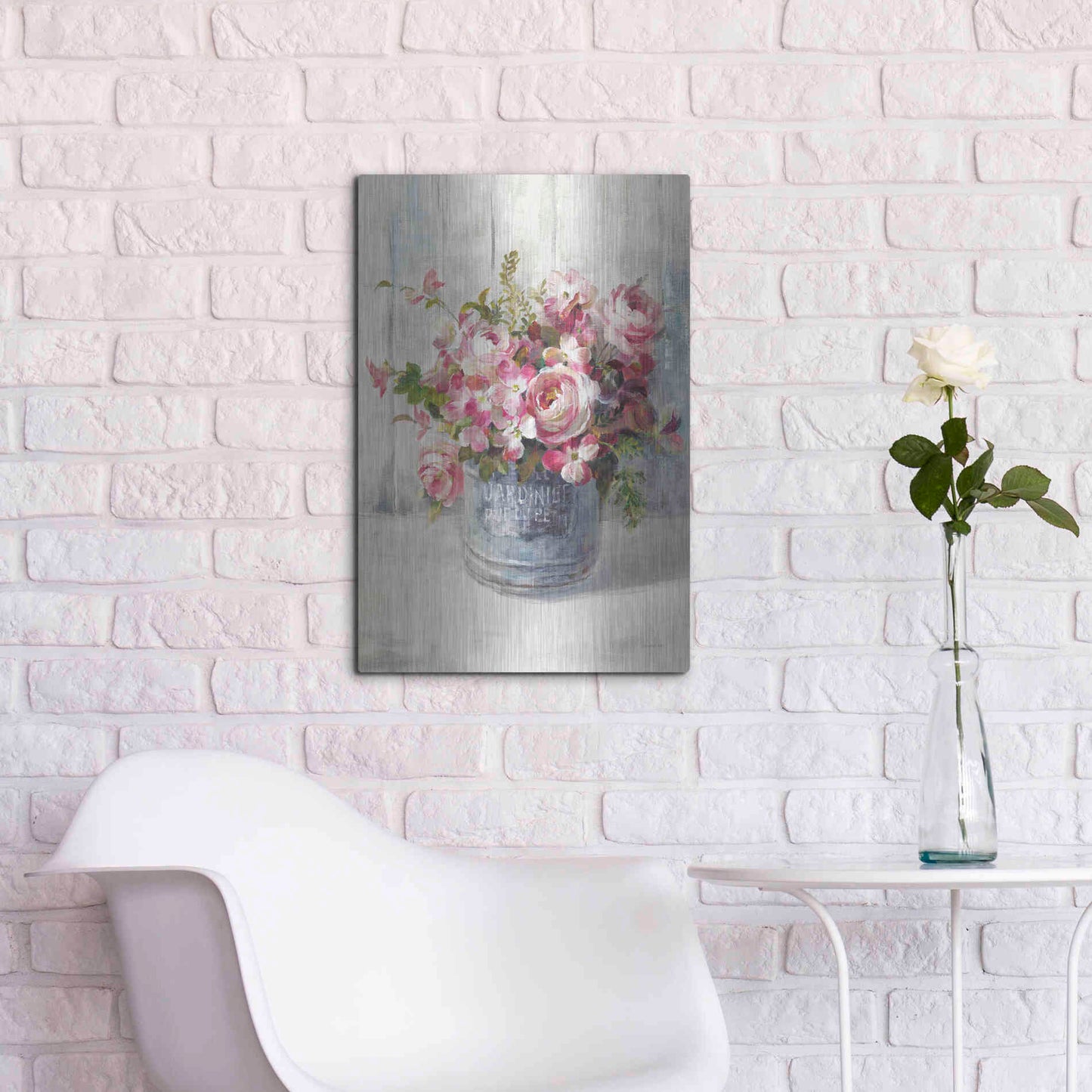 Luxe Metal Art 'Garden Blooms I' by Danhui Nai, Metal Wall Art,16x24