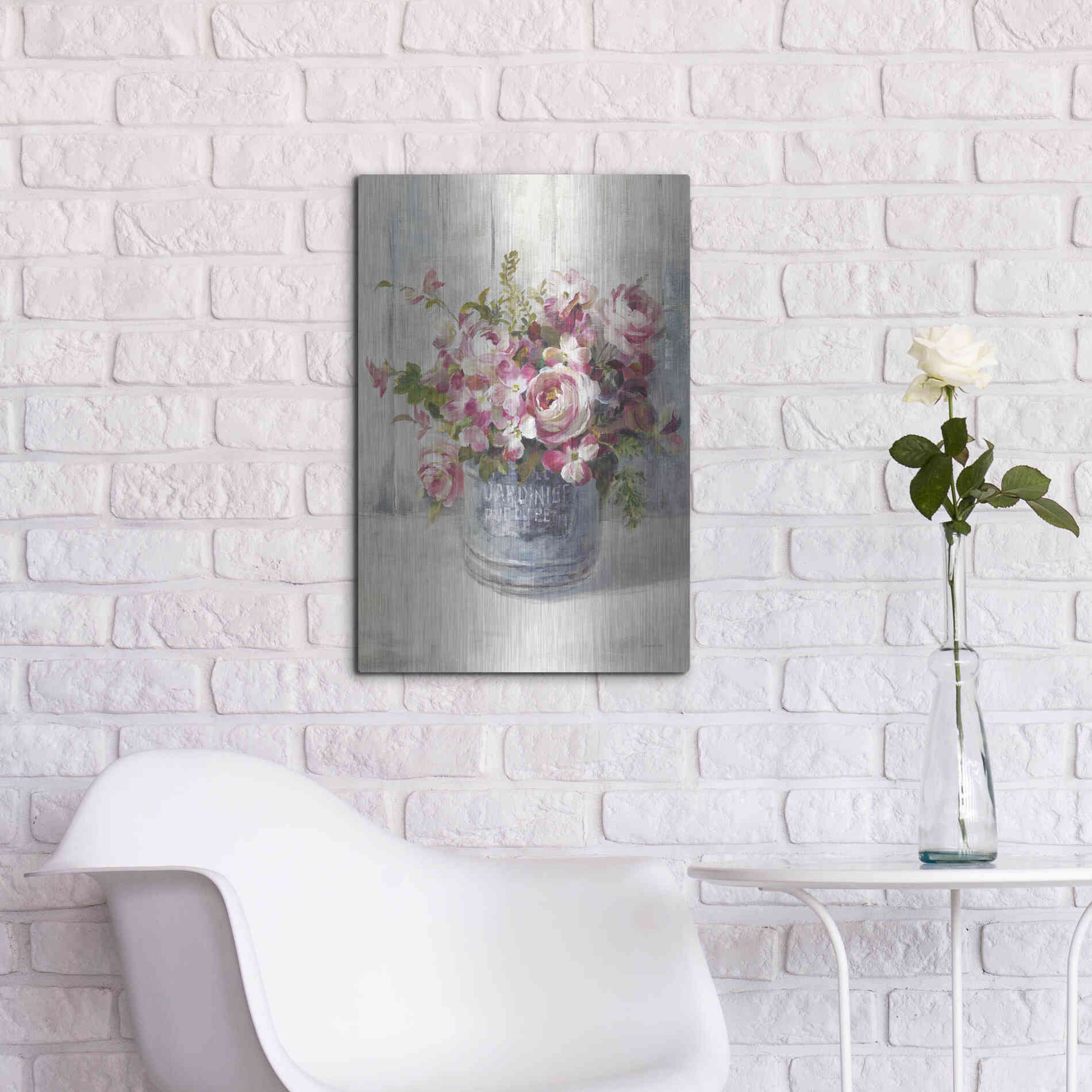 Luxe Metal Art 'Garden Blooms I' by Danhui Nai, Metal Wall Art,16x24