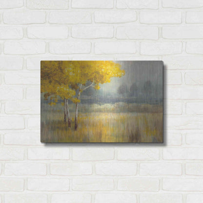 Luxe Metal Art 'Yellow Landscape' by Danhui Nai, Metal Wall Art,24x16