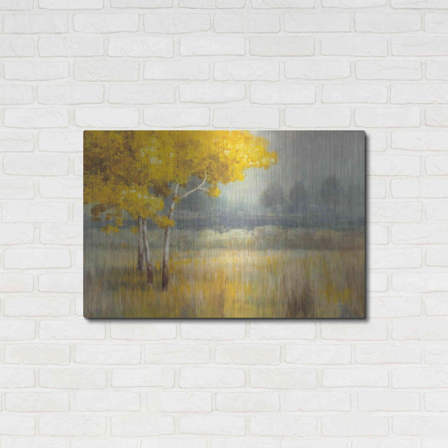 Luxe Metal Art 'Yellow Landscape' by Danhui Nai, Metal Wall Art,36x24