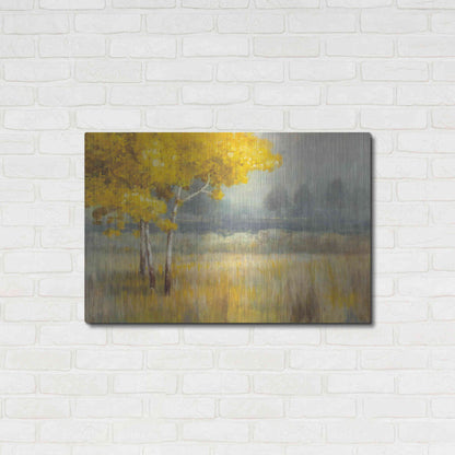 Luxe Metal Art 'Yellow Landscape' by Danhui Nai, Metal Wall Art,36x24