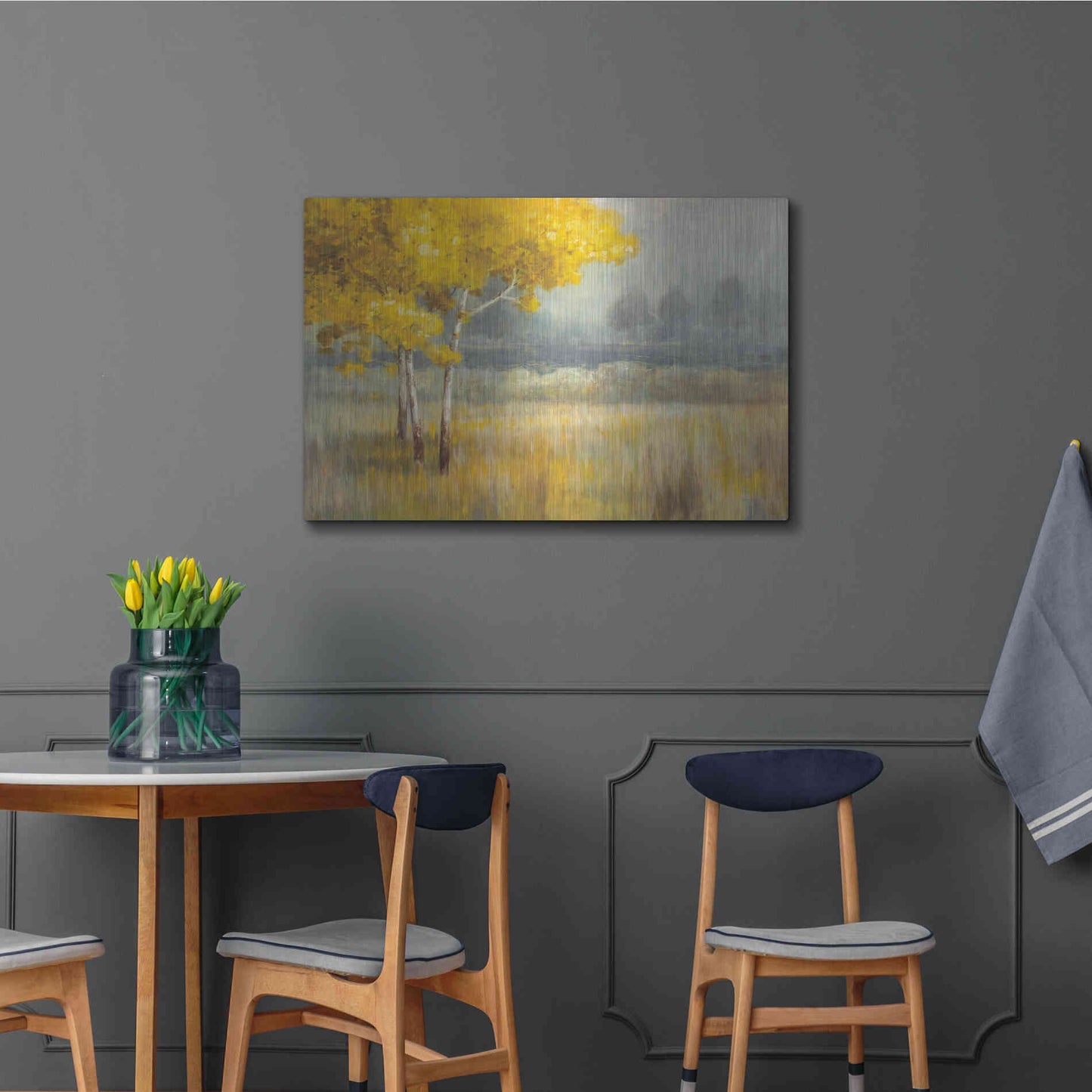 Luxe Metal Art 'Yellow Landscape' by Danhui Nai, Metal Wall Art,36x24