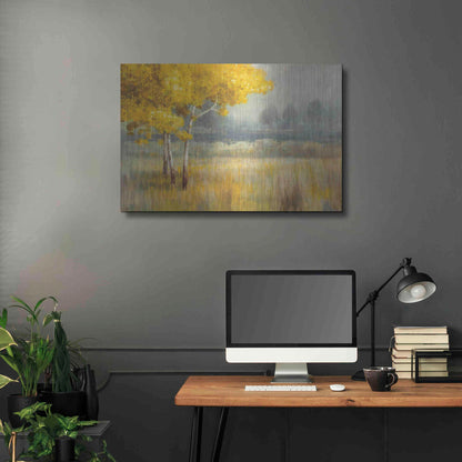 Luxe Metal Art 'Yellow Landscape' by Danhui Nai, Metal Wall Art,36x24