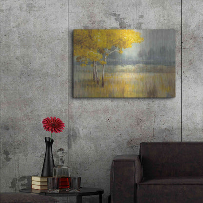 Luxe Metal Art 'Yellow Landscape' by Danhui Nai, Metal Wall Art,36x24