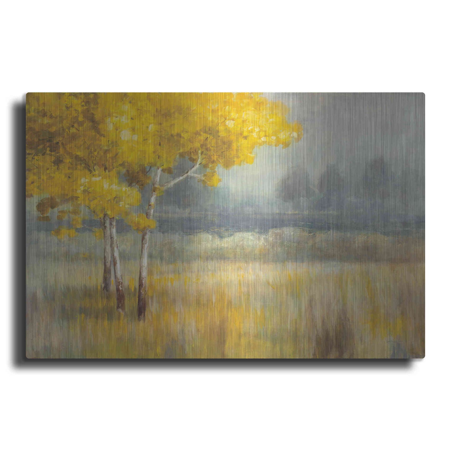 Luxe Metal Art 'Yellow Landscape' by Danhui Nai, Metal Wall Art