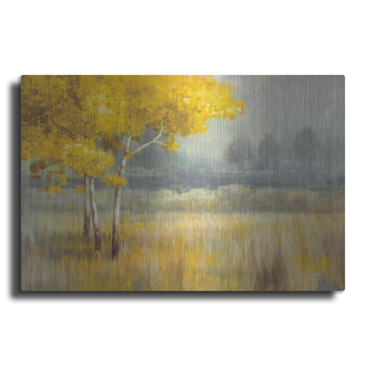 Luxe Metal Art 'Yellow Landscape' by Danhui Nai, Metal Wall Art