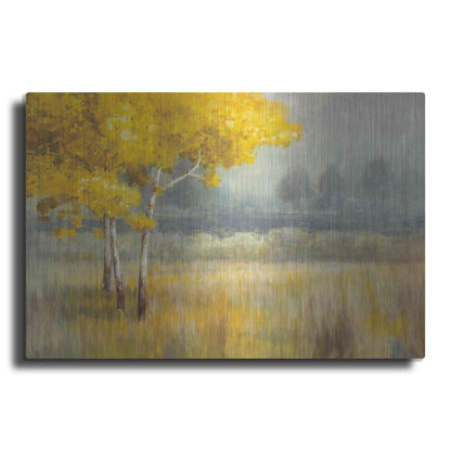 Luxe Metal Art 'Yellow Landscape' by Danhui Nai, Metal Wall Art