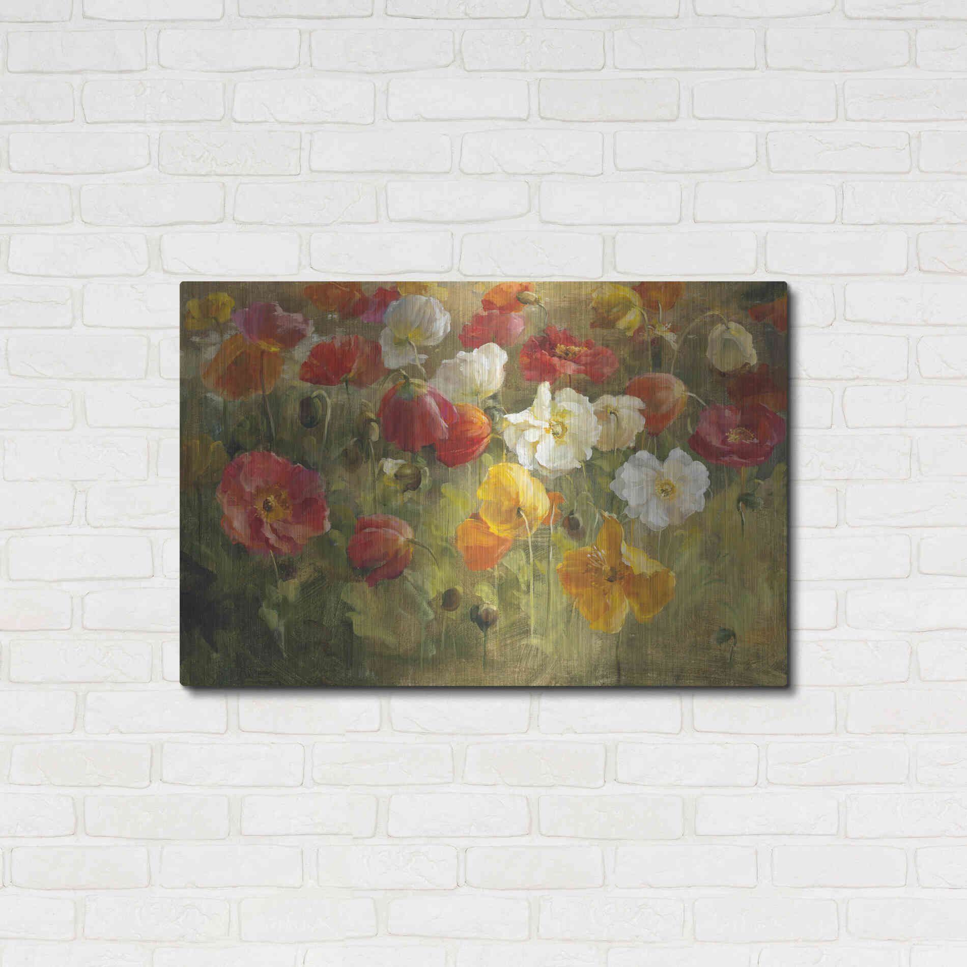 Luxe Metal Art 'Poppy Field' by Danhui Nai, Metal Wall Art,36x24