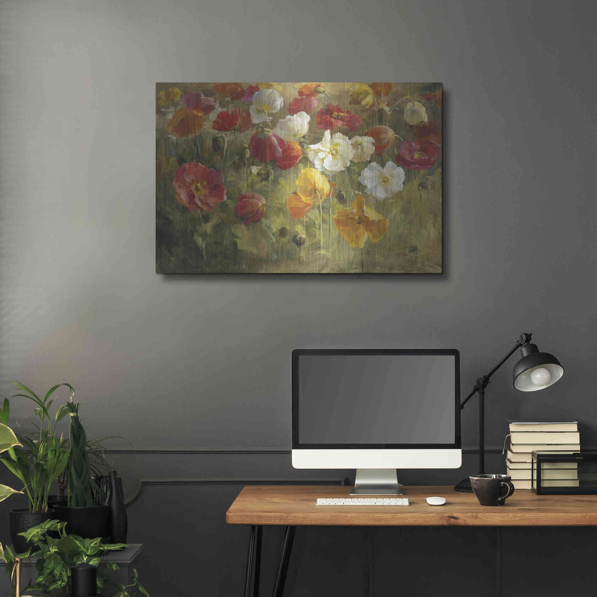 Luxe Metal Art 'Poppy Field' by Danhui Nai, Metal Wall Art,36x24