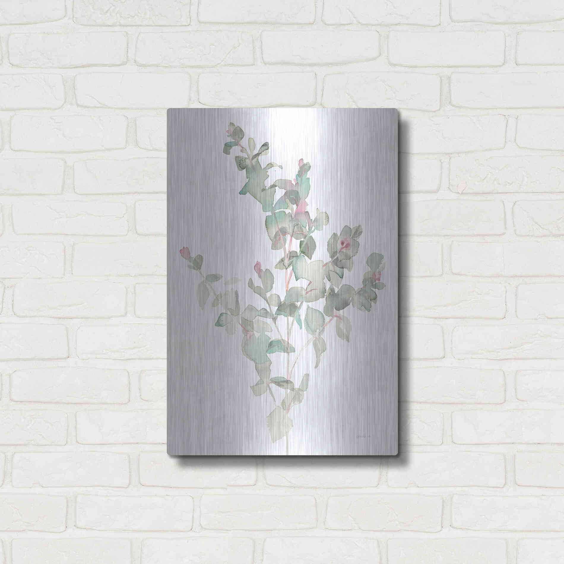Luxe Metal Art 'Eucalyptus II White' by Danhui Nai, Metal Wall Art,16x24