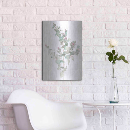 Luxe Metal Art 'Eucalyptus II White' by Danhui Nai, Metal Wall Art,16x24