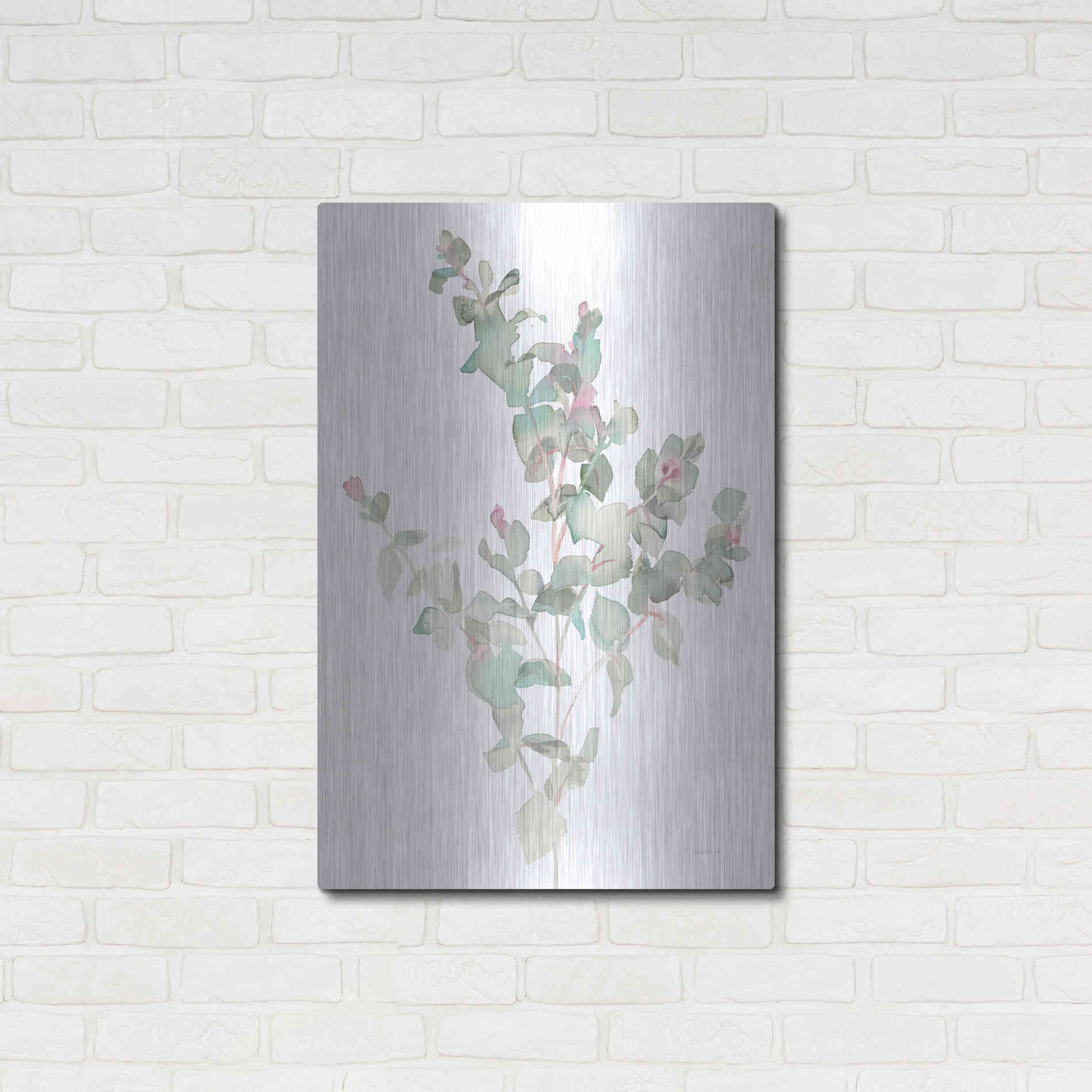Luxe Metal Art 'Eucalyptus II White' by Danhui Nai, Metal Wall Art,24x36