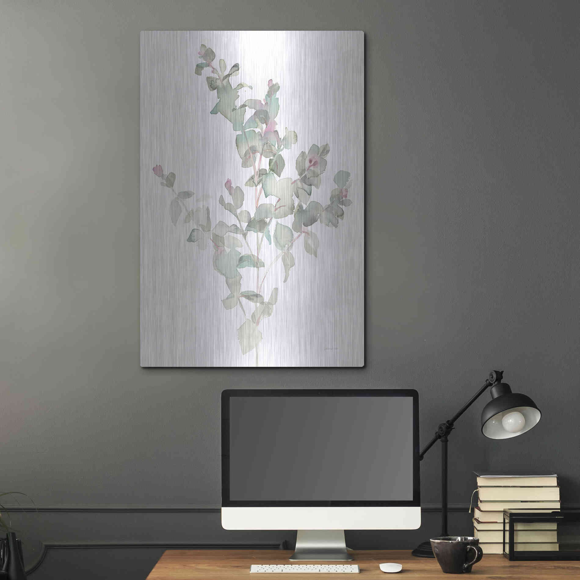 Luxe Metal Art 'Eucalyptus II White' by Danhui Nai, Metal Wall Art,24x36