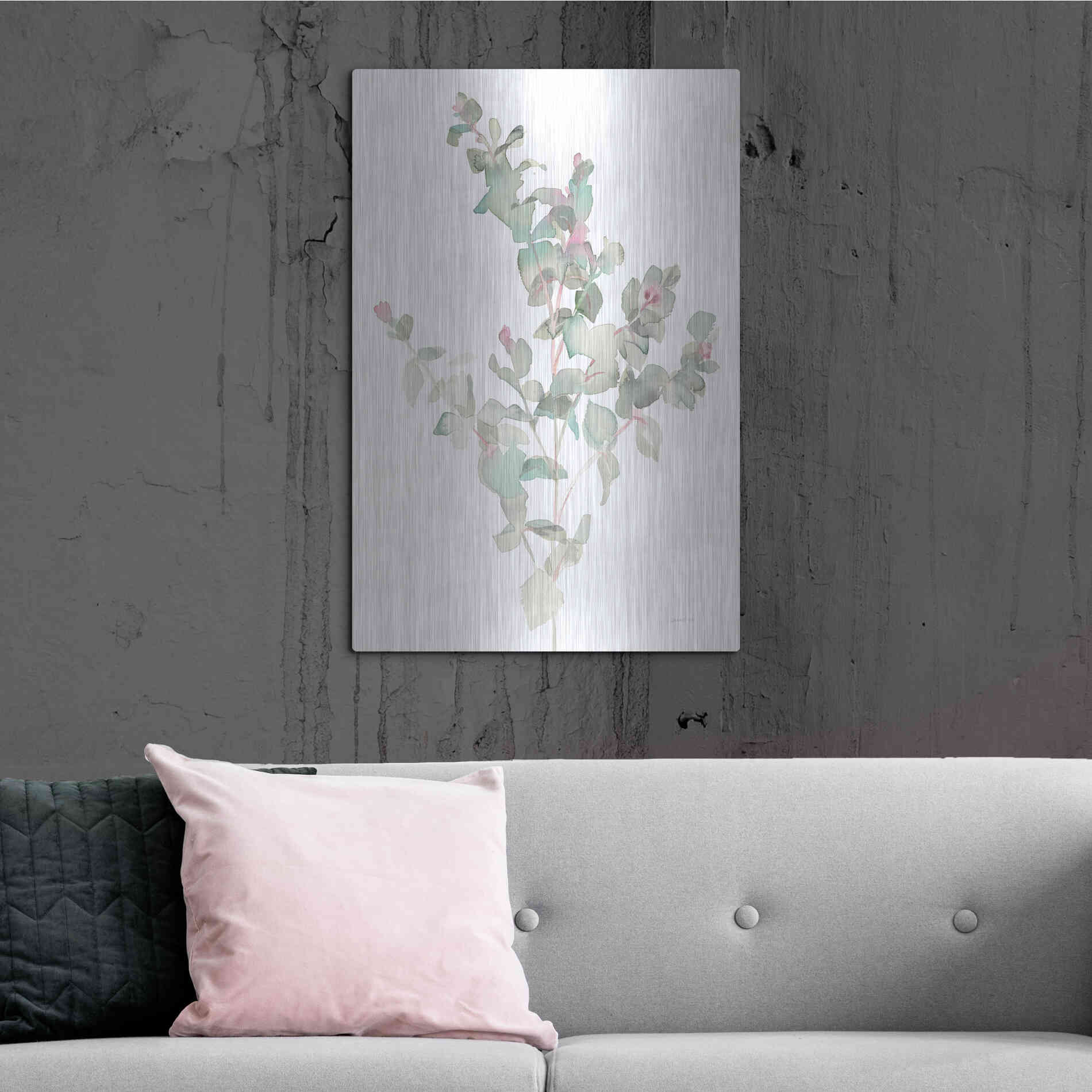 Luxe Metal Art 'Eucalyptus II White' by Danhui Nai, Metal Wall Art,24x36