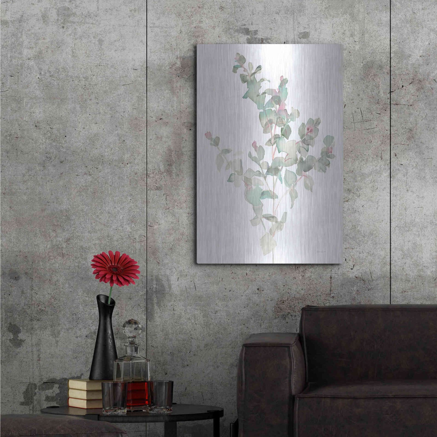 Luxe Metal Art 'Eucalyptus II White' by Danhui Nai, Metal Wall Art,24x36