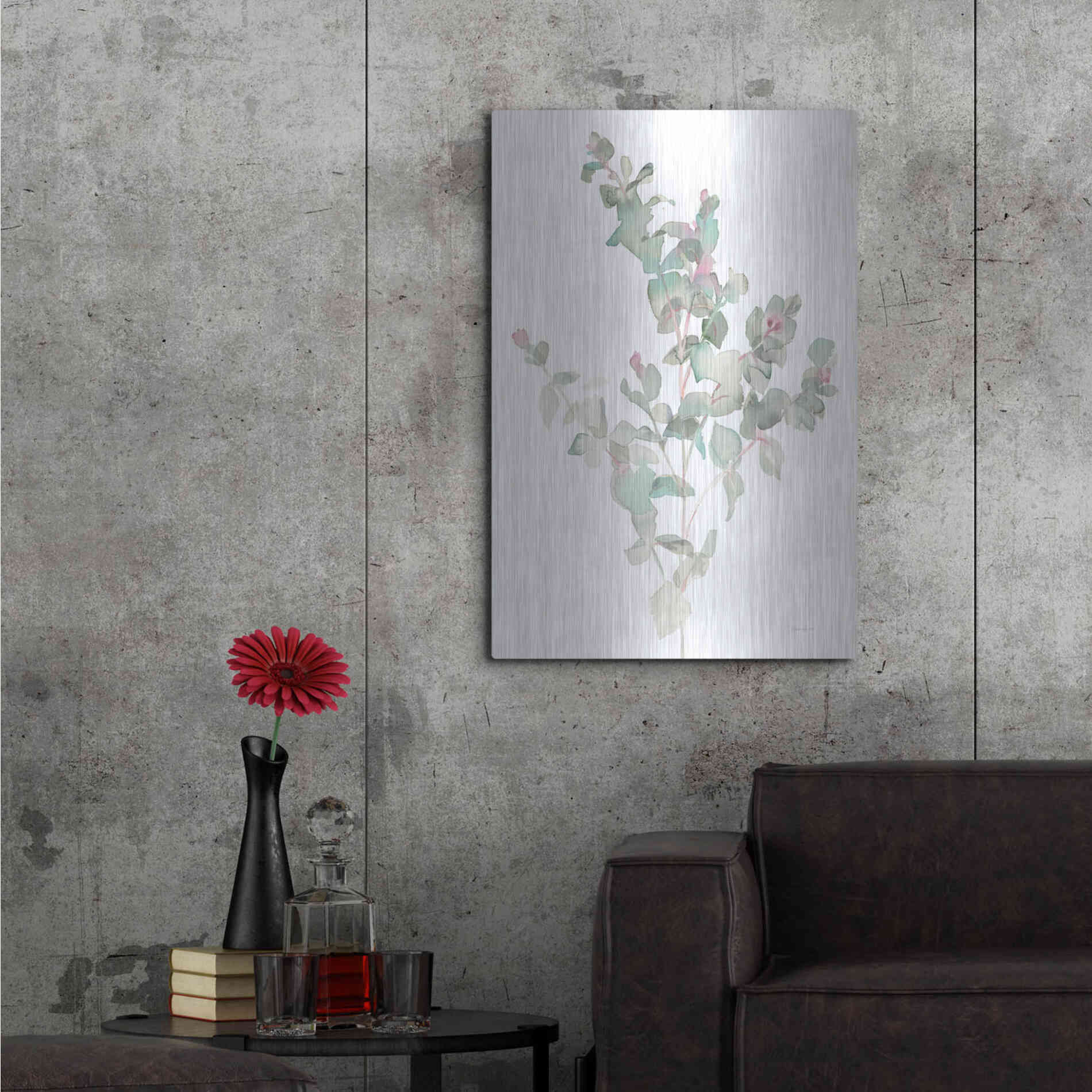 Luxe Metal Art 'Eucalyptus II White' by Danhui Nai, Metal Wall Art,24x36