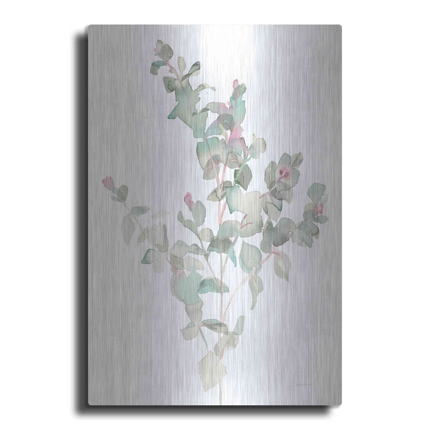 Luxe Metal Art 'Eucalyptus II White' by Danhui Nai, Metal Wall Art
