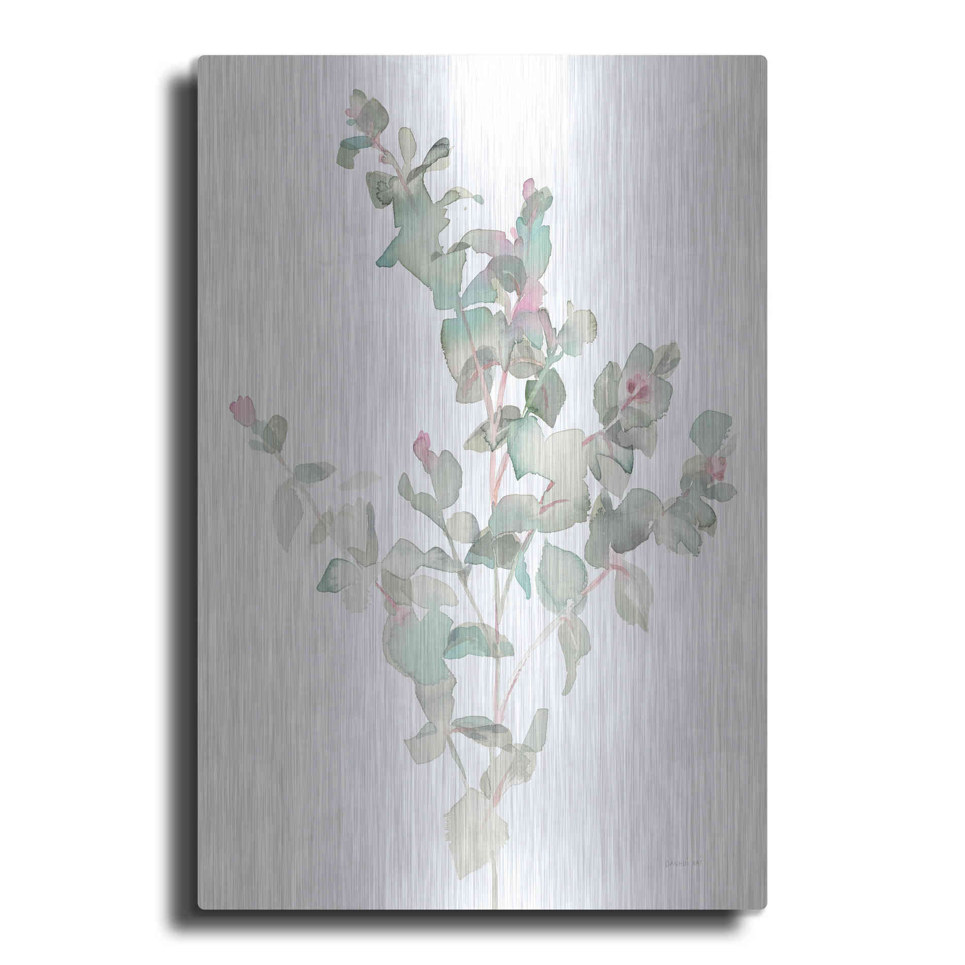Luxe Metal Art 'Eucalyptus II White' by Danhui Nai, Metal Wall Art