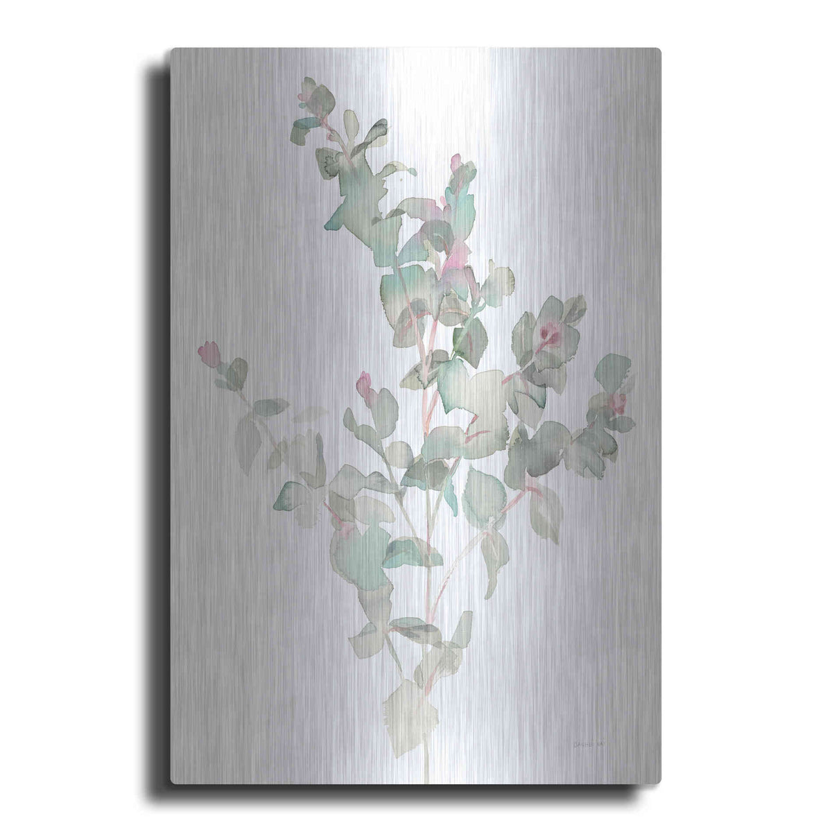 Luxe Metal Art 'Eucalyptus II White' by Danhui Nai, Metal Wall Art