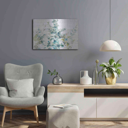 Luxe Metal Art 'Eucalyptus I on Shiplap Crop' by Danhui Nai, Metal Wall Art,24x16