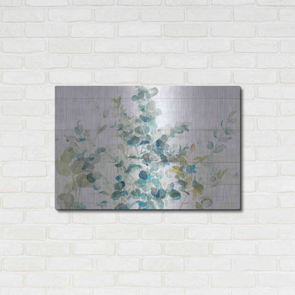 Luxe Metal Art 'Eucalyptus I on Shiplap Crop' by Danhui Nai, Metal Wall Art,36x24