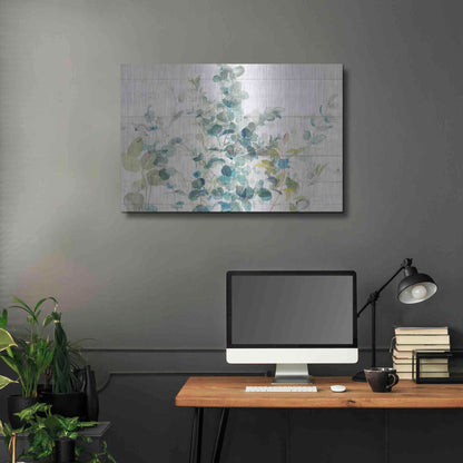 Luxe Metal Art 'Eucalyptus I on Shiplap Crop' by Danhui Nai, Metal Wall Art,36x24