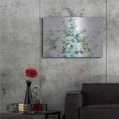 Luxe Metal Art 'Eucalyptus I on Shiplap Crop' by Danhui Nai, Metal Wall Art,36x24