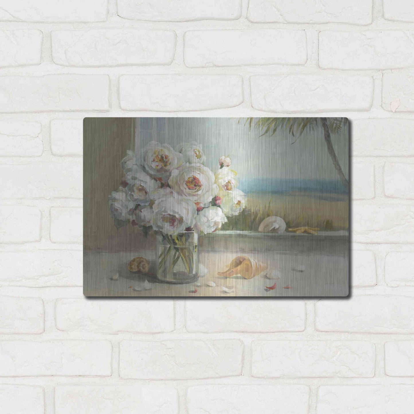 Luxe Metal Art 'Coastal Roses v.2' by Danhui Nai, Metal Wall Art,16x12