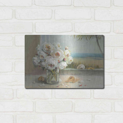 Luxe Metal Art 'Coastal Roses v.2' by Danhui Nai, Metal Wall Art,16x12