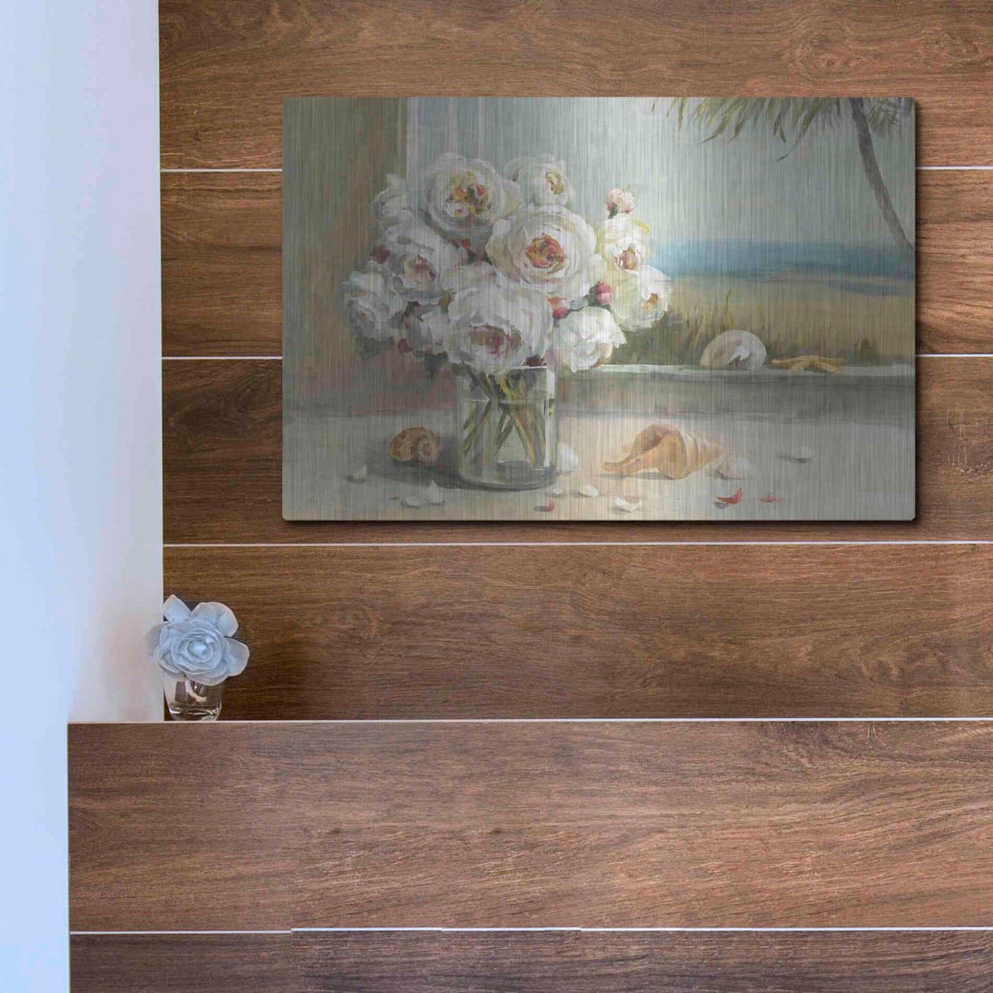 Luxe Metal Art 'Coastal Roses v.2' by Danhui Nai, Metal Wall Art,16x12