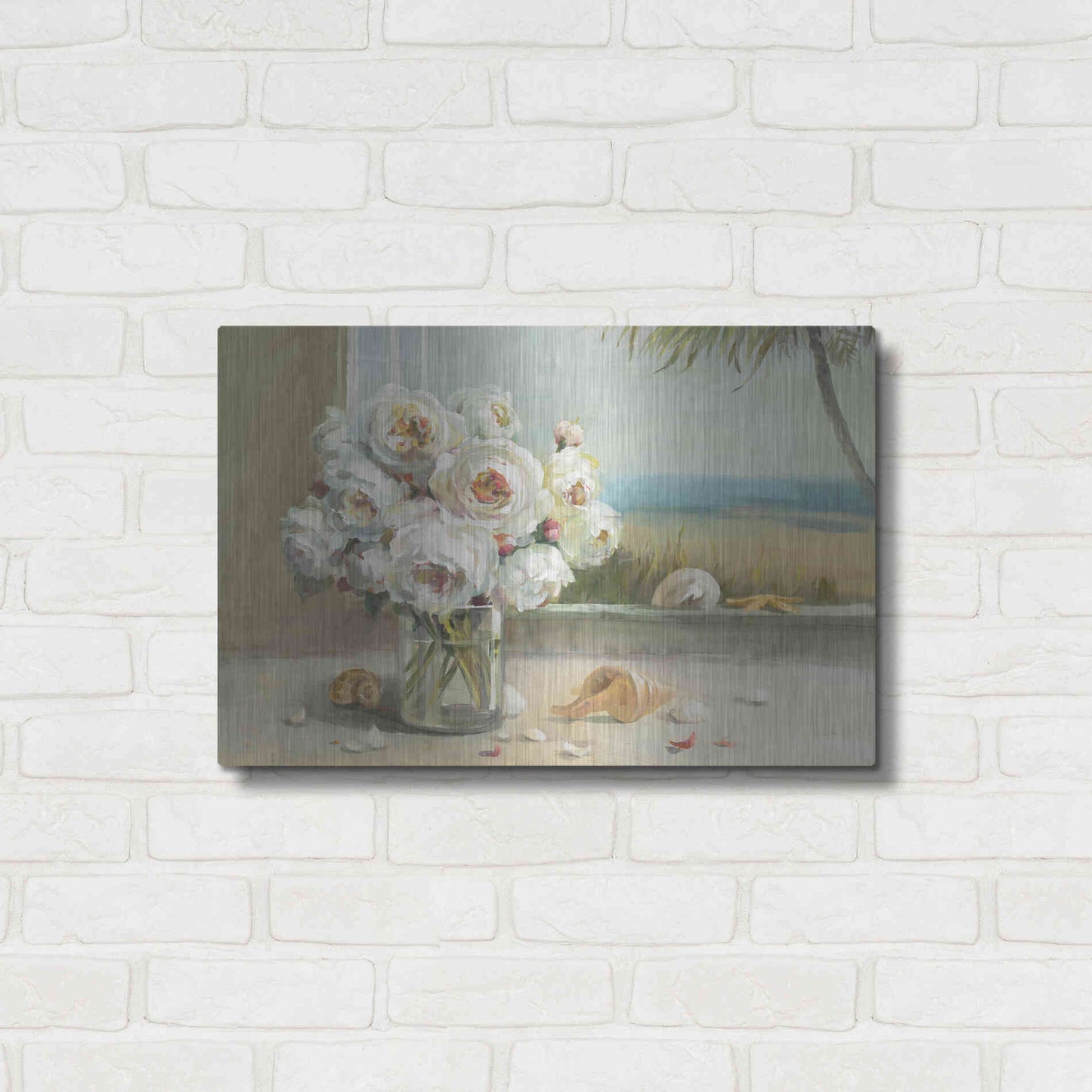 Luxe Metal Art 'Coastal Roses v.2' by Danhui Nai, Metal Wall Art,24x16