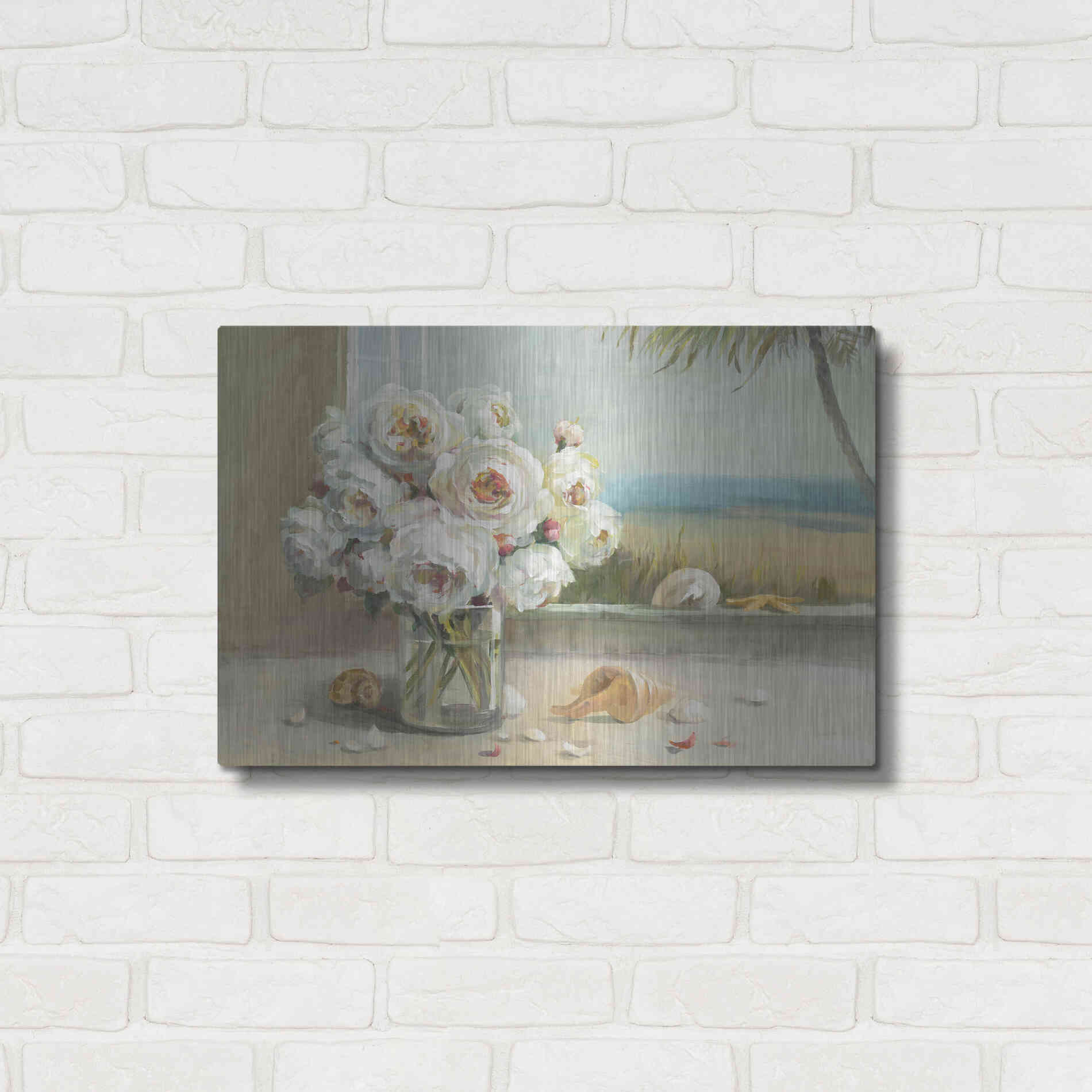 Luxe Metal Art 'Coastal Roses v.2' by Danhui Nai, Metal Wall Art,24x16