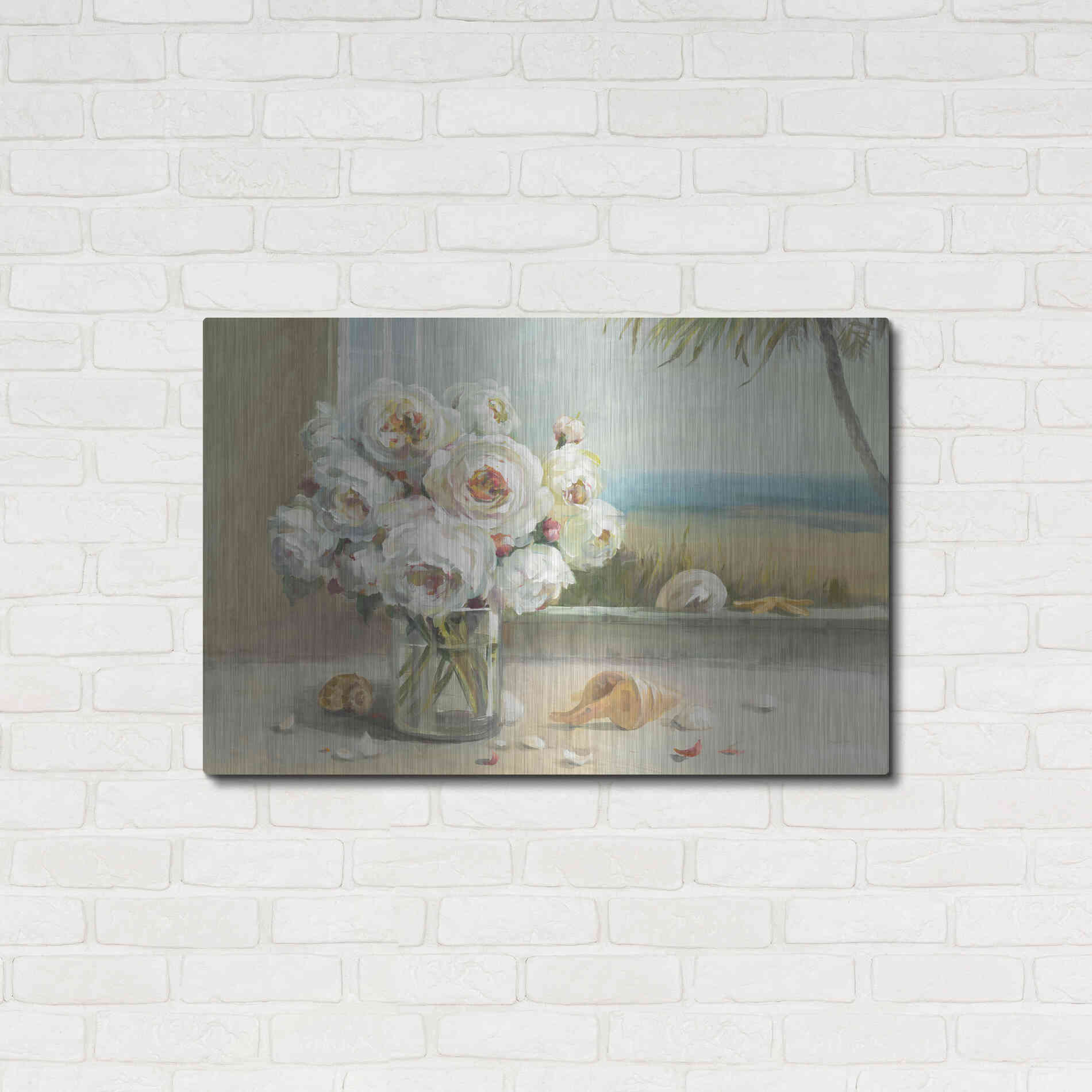 Luxe Metal Art 'Coastal Roses v.2' by Danhui Nai, Metal Wall Art,36x24