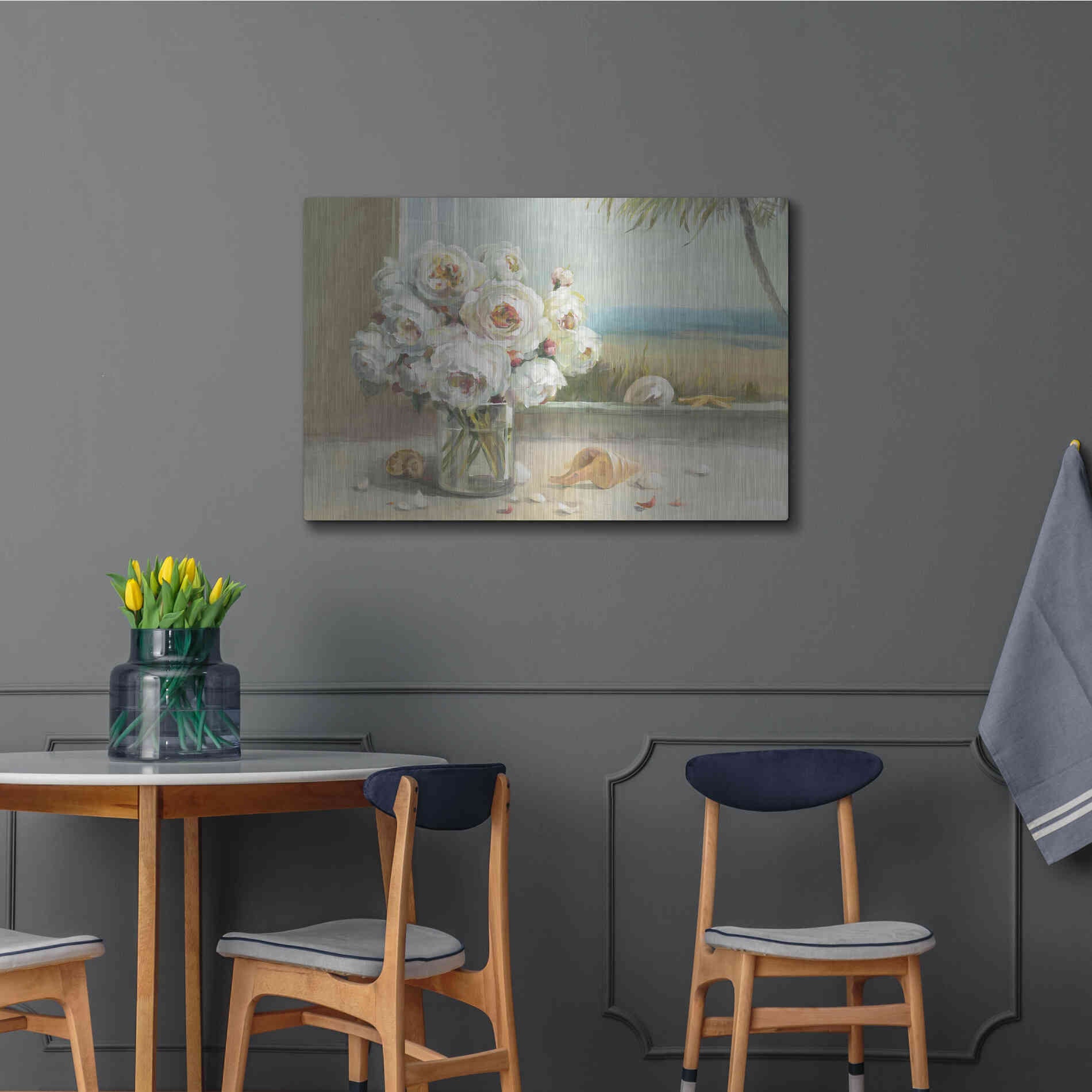 Luxe Metal Art 'Coastal Roses v.2' by Danhui Nai, Metal Wall Art,36x24