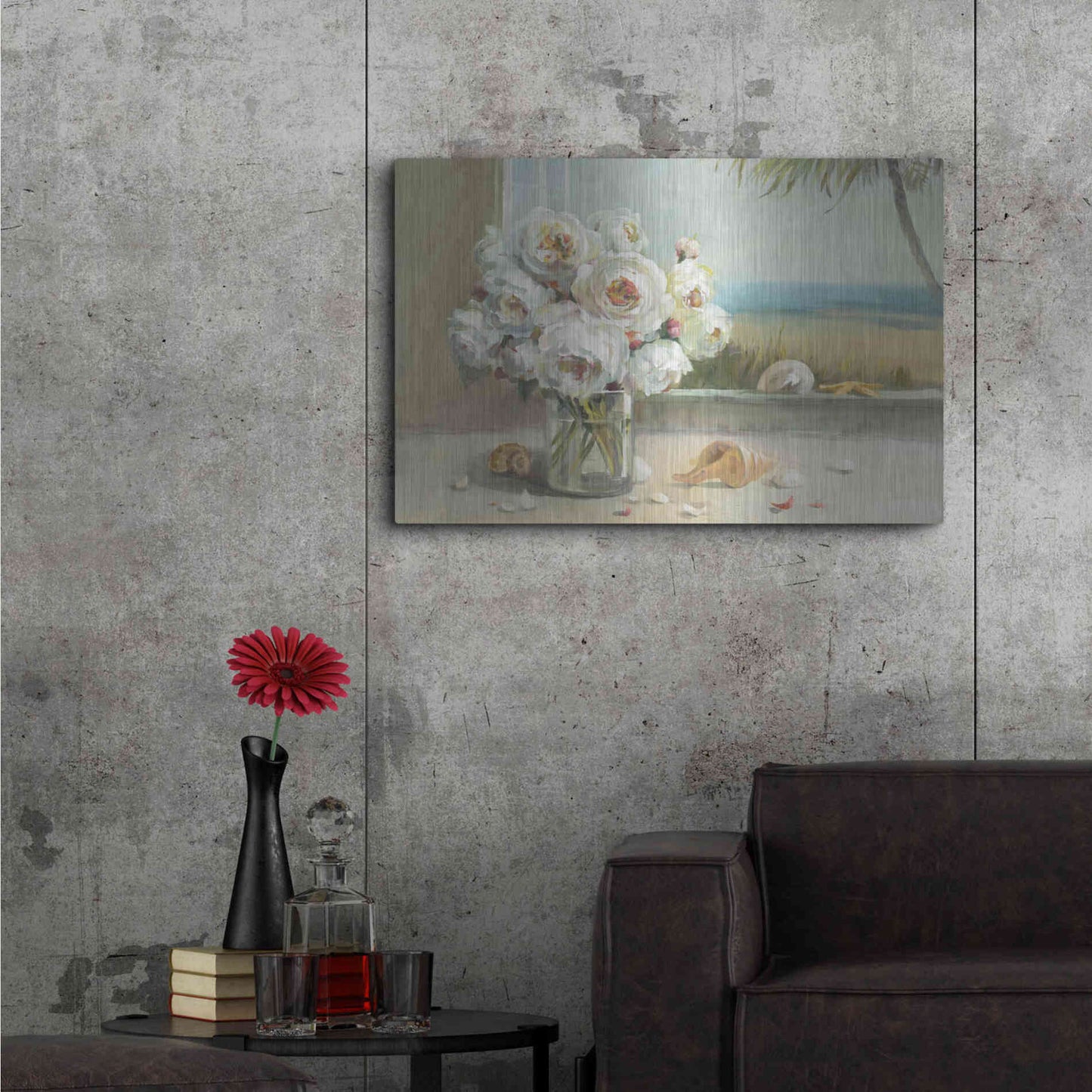 Luxe Metal Art 'Coastal Roses v.2' by Danhui Nai, Metal Wall Art,36x24