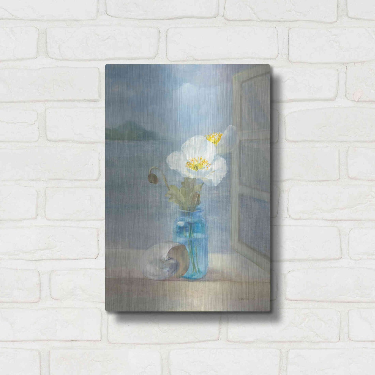 Luxe Metal Art 'Coastal Florals II' by Danhui Nai, Metal Wall Art,12x16