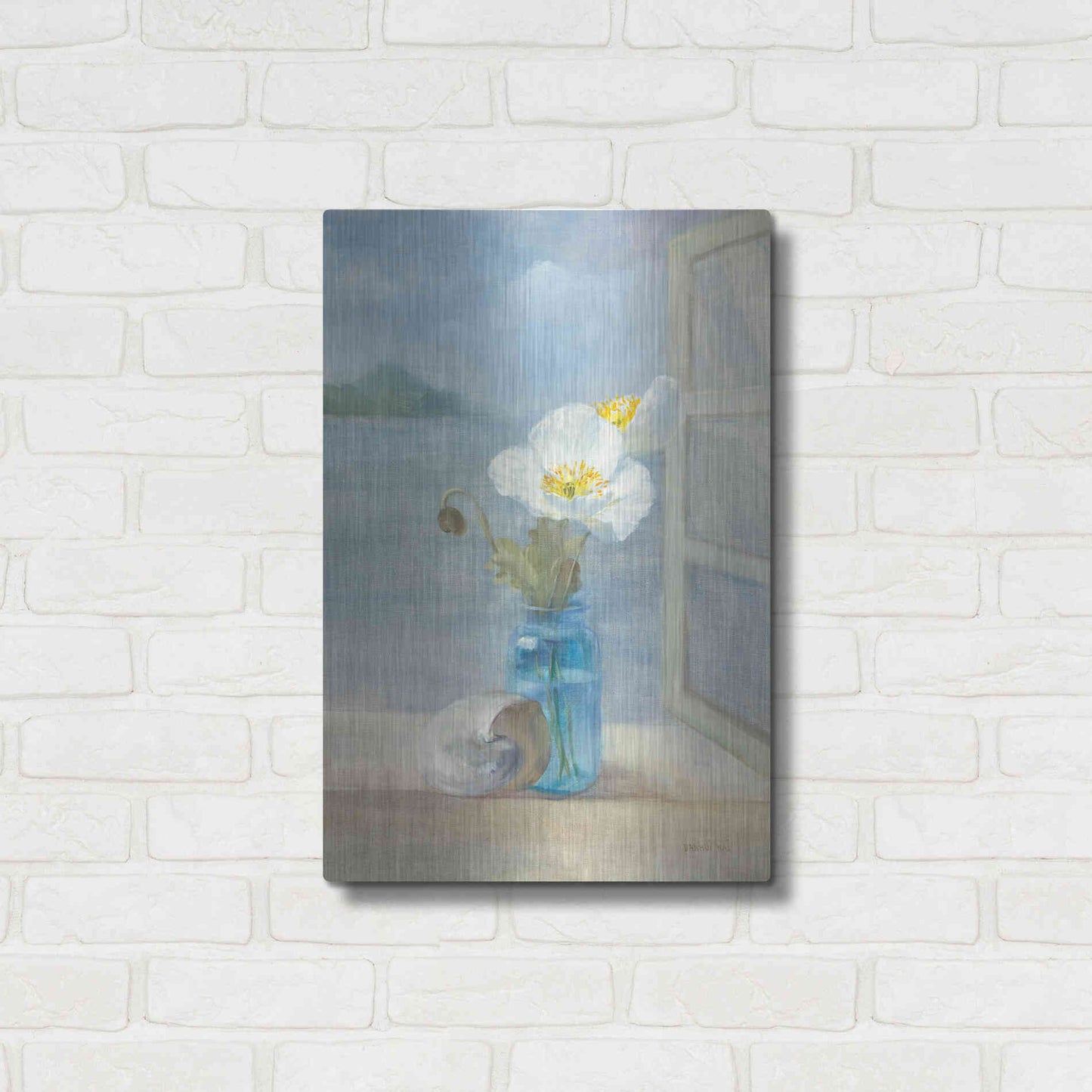 Luxe Metal Art 'Coastal Florals II' by Danhui Nai, Metal Wall Art,16x24