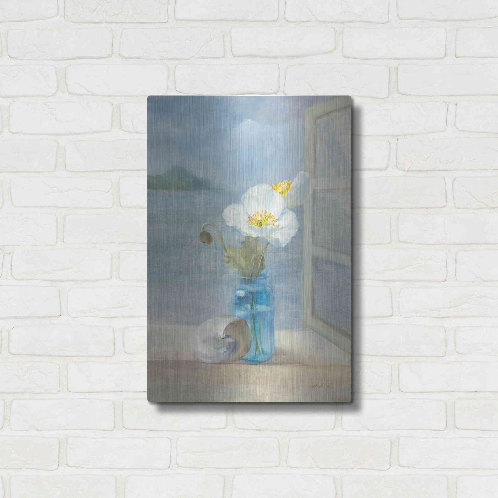 Luxe Metal Art 'Coastal Florals II' by Danhui Nai, Metal Wall Art,16x24